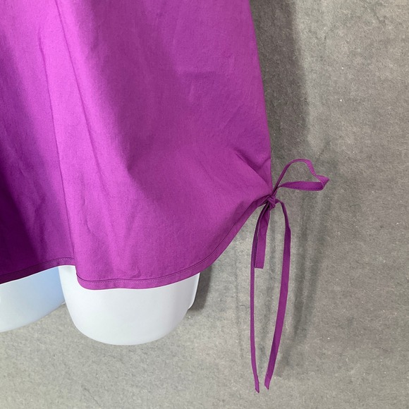 COS Purple Cotton Top Short Sleeve Tie Detail Blouse Artsy Bold Casual XS - Picture 6 of 12